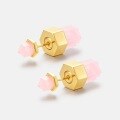 wholesale S925 Sterling Silver Gold-Plated Cross-Border New Fashion Minimalist Natural Pink Crystal Hexagonal Stud Earrings for Women Wholesale-0-3