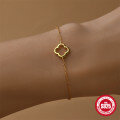 wholesale S925 Sterling Silver Minimalist Four-Leaf Clover Openwork Bracelet, Korean Style Viral Accessory-0-2