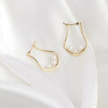 wholesale S925 Gold-Plated Silver Japanese Light Jewelry aget* Style Freshwater Pearl Earrings, Simple and Versatile Hoop Earrings-0-2