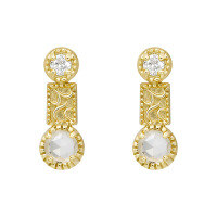 wholesale S925 Silver Plated with 14K Gold, Spring New Arrival French Minimalist Style Niche Luxury Lace White Zircon Earrings-White zirconium earrings 925 silver