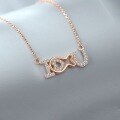 wholesale S925 Sterling Silver Love Heart with Letter and Diamond Inlay Necklace, Fashionable Niche Design Creative Personalized Collarbone Chain Jewelry-0-1