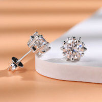 wholesale 18K Gold Plated 925 Sterling Silver 1 Carat Snowflake Style Moissanite Stud Earrings for Women, Simulated Diamond Earrings-Platinum 30 minutes (4.0mm)