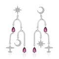 wholesale S925 Sterling Silver Spring and Summer New European Palace Chandelier Earrings with Natural Gemstones, Elegant and High-End Earrings-0-1