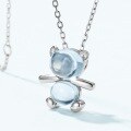 wholesale S925 Sterling Silver New Cute Cartoon Bear Pendant Choker Necklace with Natural Topaz for Women-0-1
