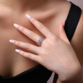 925 Sterling Silver Moissanite Dream-Weave Ring Irregular Geometric Line Hollow Crossover-0-1