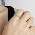 S925 Silver Plated Champagne Gold V-Row Moissanite Ring for Women-0-3