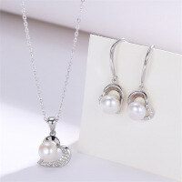 wholesale Pure silver love pearl necklace for women, versatile and unique design, perfect gift for mothers and mothers-in-law, elegant and sophisticated collarbone chain-DZ015285 (Pearl Necklace)>925 Silver