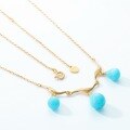 wholesale Metal: 925 Silver Gold Plated New Lily of the Valley Amazonite Necklace for Women, Floral Geometric Bohemian Style Necklace Wholesale-0-4