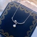 wholesale S925 Sterling Silver Minimalist Lily of the Valley Blooming Freshwater Pearl Necklace, Small and Exquisite, Elegant Collarbone Chain for Women, Gift-0-1