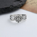 wholesale S925 Sterling Silver Retro Ethnic Style Double Layer Auspicious and Propitious Ring Creative and Meaningful Fashion Index Finger Ring-0-1