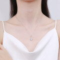 S925 Sterling Silver Moissanite Pendant Necklace, Fashionable Luxury Diamond Design-0-2