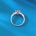 wholesale S925 Sterling Silver One-Carat Padparadscha Pink High-End Rose Cut Ring for Women, Exquisite Bridal Ring-0-2