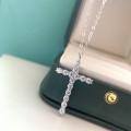 wholesale S925 Sterling Silver Niche Full Diamond Cross Pendant Hip-Hop Design Unisex Necklace Light Luxury Neckwear Personality Trend-0-1
