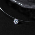 wholesale S925 Sterling Silver Fresh and Sweet Korean Style Elegant Design Single Diamond Two-Prong Necklace Y01548-0-4