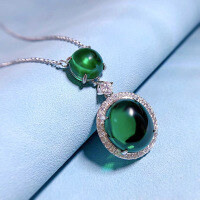 wholesale Sterling Silver Red Coronalite Oval Cabochon 14*16 Pendant High-End New Live Stream Product-N174 Green Diamond 925 Silver