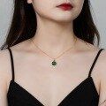wholesale S925 metal new stylish and versatile pentagram pendant choker necklace with peacock stone inlay for dropshipping-0-2