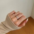 wholesale S925 Sterling Silver INS Style New Ring for Women, Minimalist Circle Diamond Accent Design, Versatile and High-End Thick Band-0-3