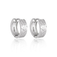 wholesale S925 Sterling Silver 657 Floral Scale Ear Clasp Women's High-End Sense Ins Minimalist Niche Original Temperament Silver Earrings-Platinum【6mm】 925 silver