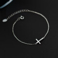 wholesale S925 silver polished cross bracelet, Korean-style minimalist fresh and simple personalized jewelry for women S4921-0-4