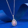 wholesale [925 Silver] Stunning Jewelry New Pear-Shaped Pink Diamond 4*7mm Pendant with Diamond Accents Women's Necklace, INS Elegant and Fresh Style-0-1
