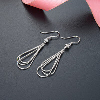 wholesale S925 Sterling Silver European and American Cross-Border Multi-Layer Hollow Teardrop Earrings, Retro Exaggerated Geometric Pattern Multi-Layer Ear Drops, Minimalist-S925 sterling silver earrings 925 silver