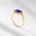 wholesale 925 Silver Minimalist Geometric Natural Lapis Lazuli Ring, Vintage Style Elegant Temperament, Niche Hand Accessory Wholesale-0-1