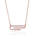 wholesale S925 Sterling Silver Paperclip Diamond Necklace for Women, Minimalist Collarbone Chain with Unique Pendant Set-0-4