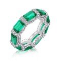 wholesale S925 Sterling Silver European French-style Women's Ring Retro Emerald Unique Design Wedding Banquet High-end Female Jewelry Wholesale-0-4