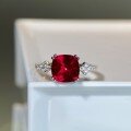 wholesale 925 Sterling Silver 3ct Pigeon Blood Red Square Ruby Women's Ring Direct from Manufacturer-0-3