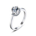 wholesale 925 Sterling Silver 1ct Zircon Ring for Women, Minimalist Luxury Small Niche High-end Emotion Couple Wedding Engagement Simulated Diamond Ring-0-14