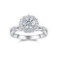 925 Sterling Silver Moissanite Floral Cross Ring, Light Luxury High-End Hot-Selling-0-3
