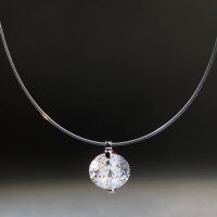 S925 Sterling Silver Fish Chain Necklace with Rose-Cut Aquamarine and D Color Moissanite-D color - 3 carats - XL 396  925 silver