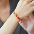 wholesale [925 Silver Gold Plated] New Chinese Style Heirloom Certificate Auspicious Lock Inlaid with Hetian Jade Red Hand-Braided Rope Bracelet for Women-0-3