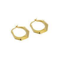 wholesale S925 Sterling Silver Geometric Polygon Minimalist Textured Ear Cuff for Women, Korean Version Ins Niche Style-18K gold Small/outer diameter 17mm