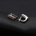 wholesale S925 Silver Natural Garnet Blue Sapphire Earrings Light Luxury Fashion Personalized Design Gemstone Stud Earrings-0-2