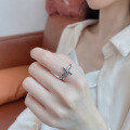 wholesale S925 Sterling Silver Vintage Retro Creative Pattern Figure-8 Cross Ring Ethnic Fashion Index Finger Ring-0-2