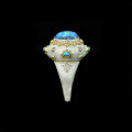 wholesale 925 Silver Gold-Plated Ring with High-Carbon Diamonds, Frosted Finish, Opal, Exquisite Fashion Jewelry, Versatile Accessory for Women-0-3