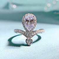 wholesale Metal Material First: Zhuozhifan Jewelry New Pear Drop Crown 6*9 Diamond Ring Fashion Minimalist Versatile Drop Shipping-R423 Waterdrop White Diamond No. 7