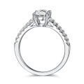 wholesale S925 Sterling Silver 1-carat Moissanite Engagement Ring with Round Moissanite and Diamond Band, Customizable-0-3