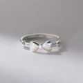 wholesale 990 Sterling Silver Fresh Sweet Ins Style Designed Laser Iridescent Bow Ring R0218-0-2