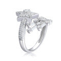 wholesale Sterling Silver High-End Jewelry Niche Design Comet Full Diamond Moissanite Five-Pointed Star Ring Adjustable Ring for Women-0-4
