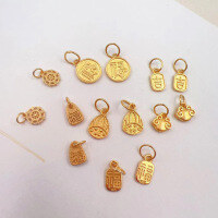 wholesale S925 gold-plated silver DIY handmade accessories: blessing plaque, lotus bead bracelet, necklace, bead strand, and spacer beads-Rudder compass model