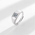 wholesale S925 Sterling Silver Zircon-Inlaid Smooth Surface Wide Square Men's Ring Fashionable Minimalist Textured Minimalist Style Ring-0-0