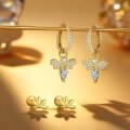 wholesale S925 Sterling Silver Cross-border Small Bee Earrings, Women's Fashion Marquise Zircon Flower Ear Stud Set Wholesale-0-2