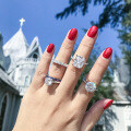 Sterling Silver 3mm Round Moissanite Fashion Commuter Ring Wholesale-0-0