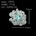 wholesale 925 Silver Gold-Plated Ring with High Carbon Diamonds, Paraiba, and Aquamarine Extravagant Floral Evening Jewelry for Women-0-1