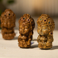 wholesale Metal material natural sandalwood agarwood lotus Tara green sandalwood old mountain sandalwood car pendant phone pendant handmade DIY beaded antique jewelry-1#