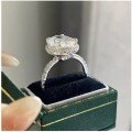 Sterling Silver Pigeon Egg Bulb Oval Ring with 1-5 Carat Moissanite or High-Carbon Diamond Simulant-0-1
