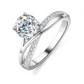 925 Silver D Color Moissanite Ring, One Carat, Four-Prong Starry River Classic Wedding Style-0-2