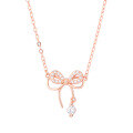wholesale S925 Metal Butterfly Bow Necklace, Light Luxury Niche Design, Ethereal Fairy Tassel Butterfly Pendant Collarbone Chain-0-2
